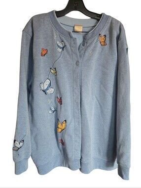 CC Hughes, Light Blue Butterfly Embroidered Cardigan